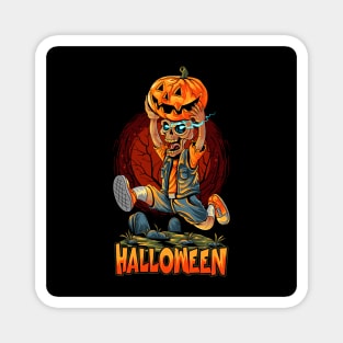 cute-halloween-zombie-running-with-pumpkin Magnet