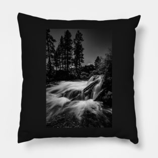 Waterfall in Black and White Pillow