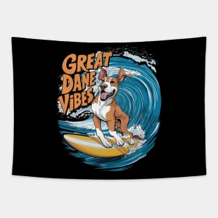 The Wave Rider Great Dane Dog Surfing Tapestry