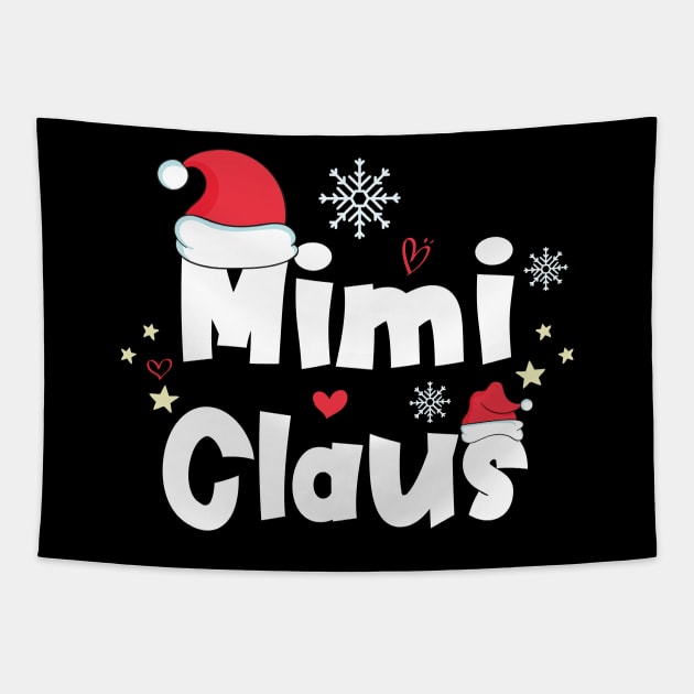 Mimi Claus Funny Christmas Gift, Santa Hat Holiday Party Tapestry by kirayuwi