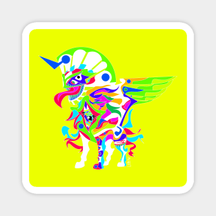 yellow light eye in the sky in kaiju sphinx madness ecopop mexican patterns and colors Magnet