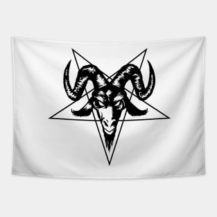 Satanic Goat Head with Pentagram 1.2 (black) Tapestry