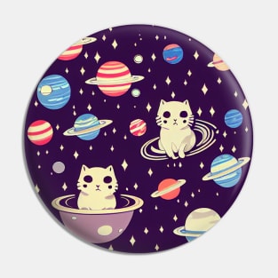 Cats in space pattern Pin