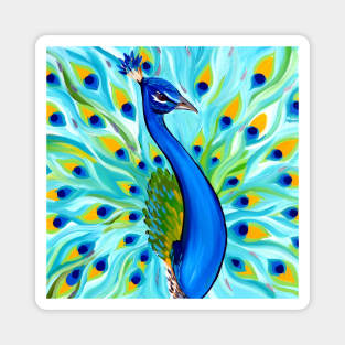 Aqua Peacock Magnet