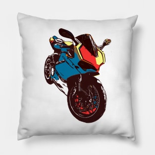 Motorcycle  Pop-Art Vintage Retro Color Pillow