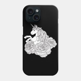 Vintage Unicorn Flower Sketch Phone Case