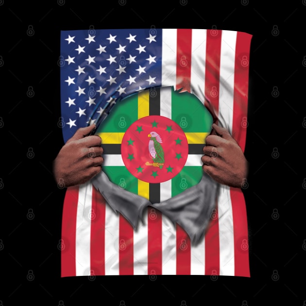 Dominica Flag American Flag Ripped - Gift for Dominican From Dominica by Country Flags