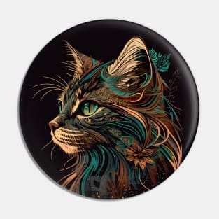 Boho Cat Lover Bohemian Pin