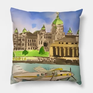 Parliament Building and the Inner Harbour, Victoria British Columbia Canada - WelshDesigns Pillow