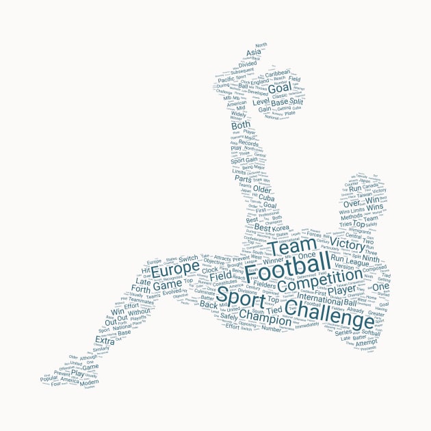 Football Footballer Silhouette Shape Text Word Cloud by Cubebox