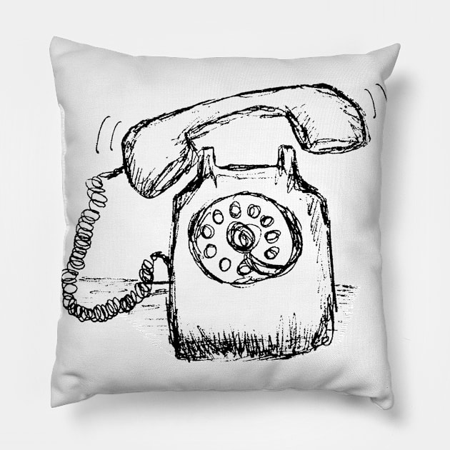 Ringing Telephone Sketch Pillow by Gravityx9