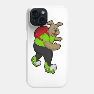 Dog as Skater with Inline skates & Backpack Phone Case