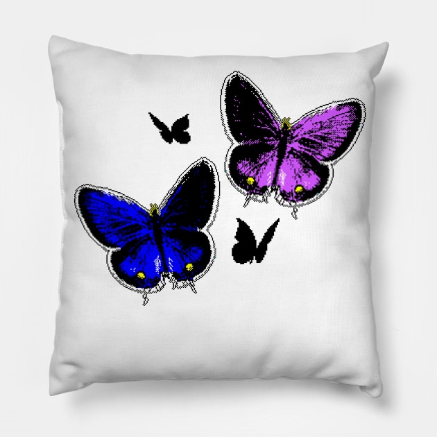 8 bit butterfly pixels Pillow by 8 Fists of Tees