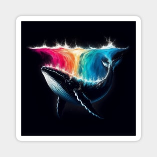 Monochromatic Whale Rainbow Color Splash Magnet