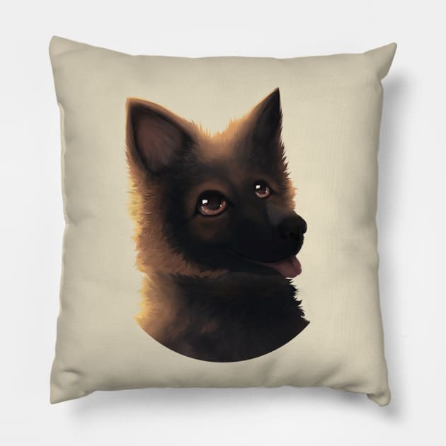 Old German sheperd pup Pillow by NezuPanda