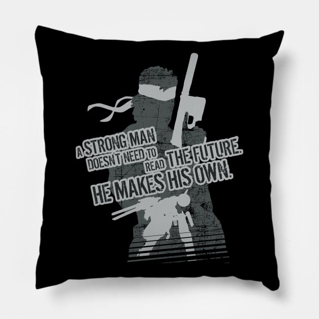 Metal Gear Solid - Solid Snake - A strong man doesn’t need to read the future. He makes his own. #2 Pillow by InfinityTone