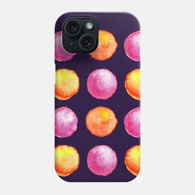 Juicy Watercolor Pink And Orange Spheres Pattern Phone Case by Boriana Giormova