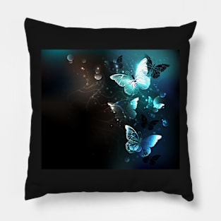 Mint Night Butterflies Pillow