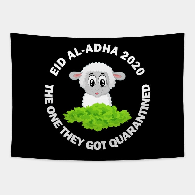 Happy Eid Mubarak 2020 Al-Adha Quarantine Lockdown Social Distancing Funny Gift Tapestry by Amazing Arts