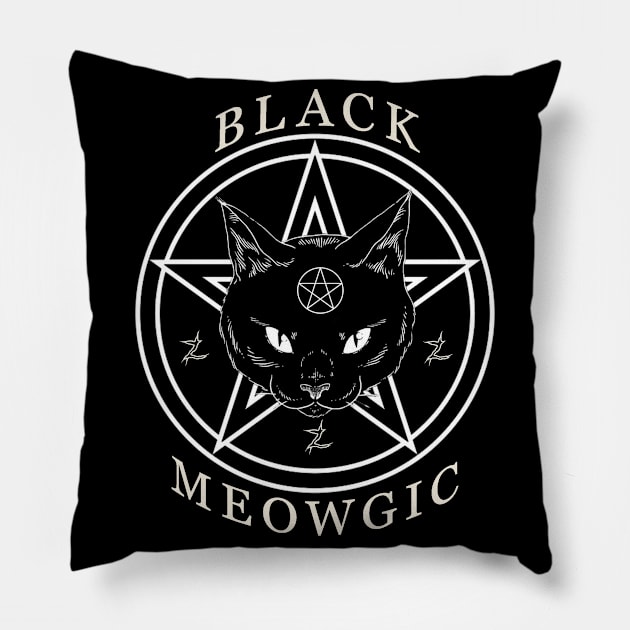 Black Meowgic Pillow by zkalla