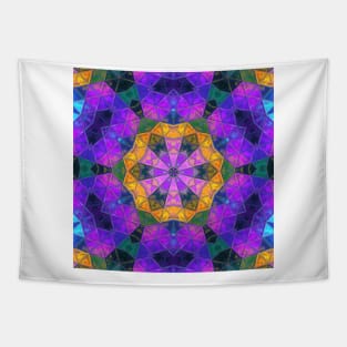 Glass Tile Kaleidoscope Purple Blue and Orange Tapestry