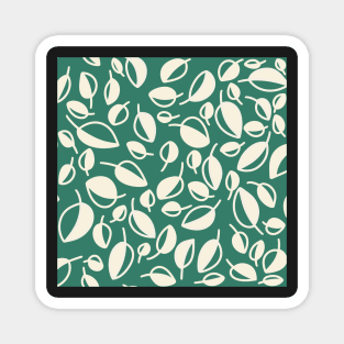 Minimalist Leaves on Green Magnet