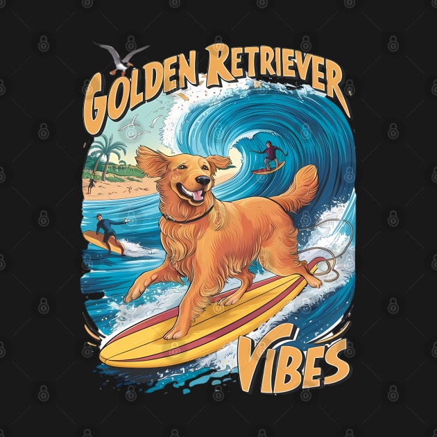 Golden Retriever Surfing Paradise by coollooks