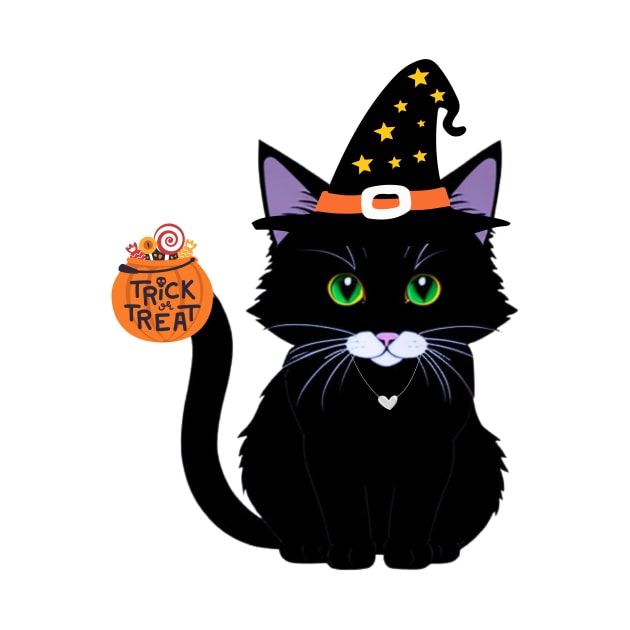 Dark Cat Trick or Treat: A Mysterious Halloween Night by NITA@PROVIDER