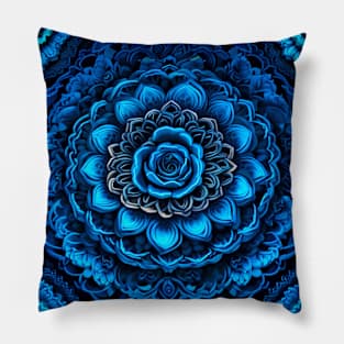 Blue Rose Mandala Pillow