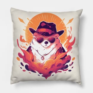 A fancy bear ready for the summer Pillow