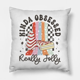 Retro Christmas Tree Kinda Obsessed Really Jolly Funny Xmas Pillow