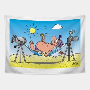 journalist on vacation Tapestry