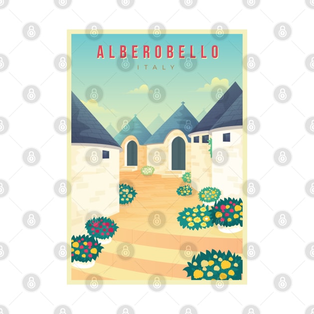 Alberobello, Italy - Vintage Travel Poster by AtifSlm