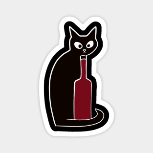 Black Cats Love Red Wine Magnet