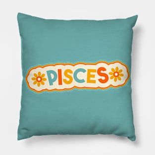 Retro Pisces Horoscope Sign // Vintage Pisces Zodiac Sign Pillow