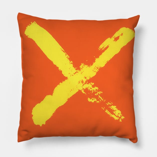 Painted brush stroke, two crossed wide lines. Print. Pillow by BumbleBambooPrints