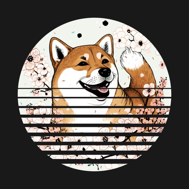 Shiba Inu Dog, Cherry Blossom, Japanese Style by dukito