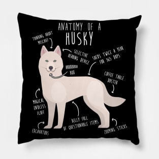 White Siberian Husky Dog Anatomy Pillow