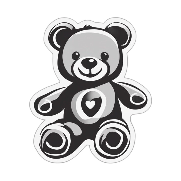 Charming Monochrome Teddy Bear with Heart No. 623 by cornelliusy