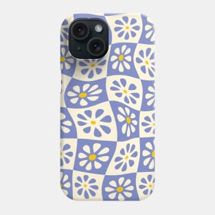 Periwinkle Wavy Floral Checkers Phone Case