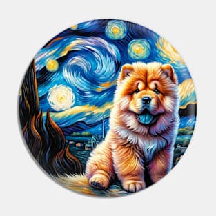 Starry Chow Chow Portrait - Dog Portrait Pin