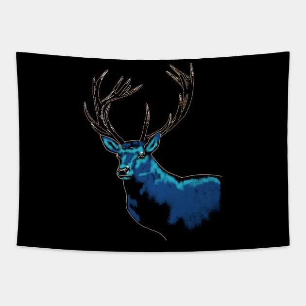 Blue Deer Tapestry by okpinsArtDesign