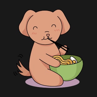 Cute dog with Ramen - Kawaii Designs T-Shirt