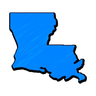 Bright Blue Louisiana Outline T-Shirt