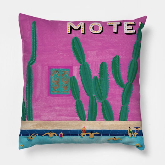 Pool Motel Pillow by HeloBirdie