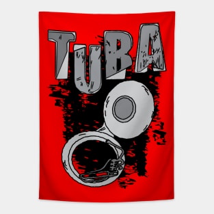 Sketchy Tuba and Text Musical Instrument Tapestry