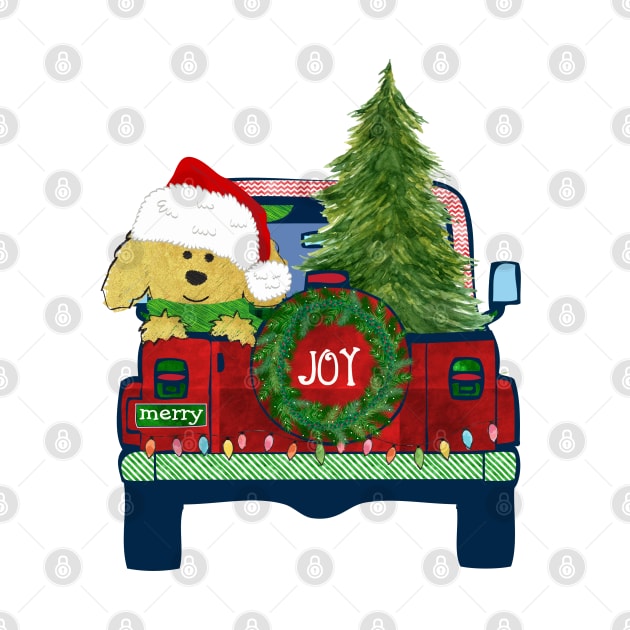 Cute Christmas Golden Doodle Jeep Bringing Home Tree by emrdesigns