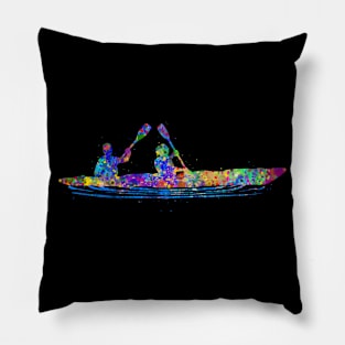 Kayak watercolor art Pillow