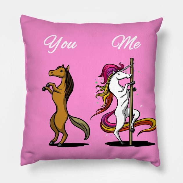 Unicorn Pole Dancing You Me Pillow by underheaven