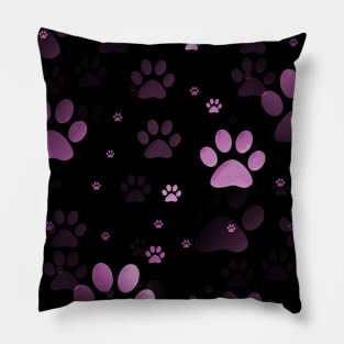 Pink Paw Prints Pillow